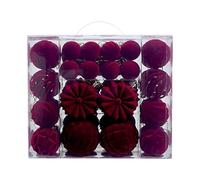 LOVIVER Lot de 48 Boules de Noël en Velours, Ornements Suspendus de Sapin avec Attaches, Set de Décoration pour Arbre de Noël et Fêtes, Idéales comme Cadeau de Fiançailles, Vin Rouge