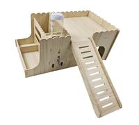 LOVIVER Maison en Bois pour cobayes, château Facile à Assembler avec escalier, cachette intérieure pour Hamsters syriens et Rats, Pas de Tapis avec Bouilloire