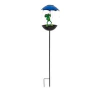 LOVIVER Mangeoire Solaire pour Oiseaux, Figurine de Grenouille avec Parapluie et Piquet, décoration de Jardin décorative à énergie Solaire pour Lampe de