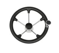 LOVIVER Marine Jante en Mousse Noire Texturée Branches en Acier pour Contrôle Précis sur Bateau Pêche Croisière Confortable pour Pilotage Quotidien