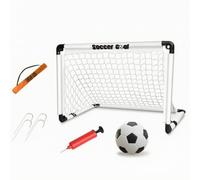 LOVIVER Mini But Foot Compact, Blanc avec Pompe Et Ballon, Petit | Portable, But Foot Pliable, Facile à Installer, pour Entraînement, Intérieur