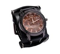 LOVIVER Montre-Bracelet en Cuir pour Hommes, Classique, Punk, Manchette, pour Mari, Cadeau d'anniversaire, fête des pères, pour Les déplacements dans la Rue, Noir