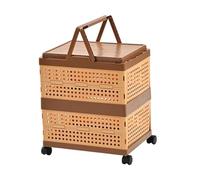 LOVIVER Panier de Rangement à roulettes Pliable avec Couvercle, boîte à Biscuits et à en-Cas, réutilisable pour l'organisation, Double Layer 48cm H