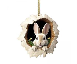 LOVIVER Pendentif de Pâques, Panneau Suspendu pour Le Jour de Pâques, Acrylique, Lot de 2, Décoration de Couronne de Pâques En Forme de Lapin, pour Pâques, Le, 6 pièces