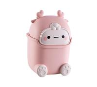 LOVIVER Petite Poubelle avec Couvercle Corbeille à déchets Organisateur de Bureau Type Coulissant Apparence de Dessin animé Poubelle Maquillage Rangement de, Rose