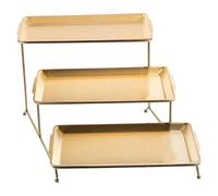 LOVIVER Plateau à fruits, plateau à collation, ornement en fer à trois couches, cadeaux, plateaux de petit-déjeuner, présentoir à gâteaux, grande capacité, Support En or