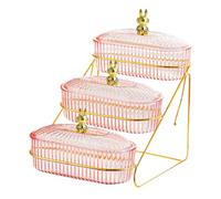 LOVIVER Plateau à fruits secs avec couvercle, organisateur, plateau de service à étages pour amuse-gueules, fruits secs, biscuits, bonbons, mariage, Grille Bunny 3