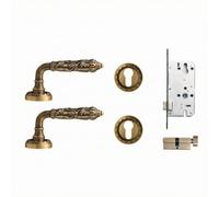 LOVIVER Poignée Porte Roce Réversible | Finition Laiton Brossé, Garniture Porte Roce, pr battants Intérieures, Bureau, Particuliers, Style B