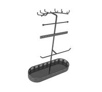 LOVIVER Porte-Boucles d'oreilles, Bracelets, Colliers, Organiseur de Bureau, 24,6 x 9,3 x 32 cm, Porte-clés en métal pour Femmes, Accessoires Cadeaux, Noir