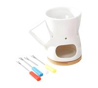 LOVIVER Pot à fondue au chocolat, photophore en porcelaine, petit électroménager de cuisine, chauffe-beurre créatif avec fourchettes pour anniversaire