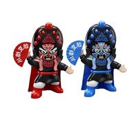 LOVIVER Poupée à Visage Changeant D'opéra Chinois, 2 Petites Figurines, Arts Populaires, Artisanat Classique D'art Chinois pour Vacances, Cadeaux D'anniversai, rouge Bleu