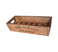 LOVIVER Présentoir à Œuf en Bois Massif, Support de Rangement pour 12 Œufs, Panier de Comptoir avec Poignée, Casier à Œufs avec Compartiments, Range-Œufs en Bois Empilable pour Cuisine, Réfrigérateur