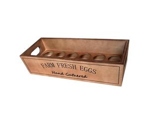 LOVIVER Présentoir à Œuf en Bois Massif, Support de Rangement pour 12 Œufs, Panier de Comptoir avec Poignée, Casier à Œufs avec Compartiments, Range-Œufs en Bois Empilable pour Cuisine, Réfrigérateur