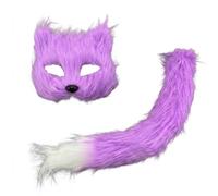 LOVIVER Queue Chat Factice Courbée avec Pointe Blanche et Boucle Ceinture pour Déguisement d'Animal Costume Scène Création Artistique Accessoire Performance, color to 4, SET