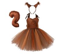 LOVIVER Robe de Princesse Respirante pour Fille, déguisée en écureuil, avec Jupe Tutu pour Noël, Taille 2XL