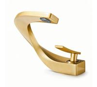 LOVIVER Robinet de Salle de Bain Mitigeur Lavabo Monotrou Bec Plat Forme Élancée Pose sur Base Rectangulaire Cartouche Céramique Convient aux Maisons, Or Étoilé