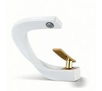 LOVIVER Robinet de Salle de Bain Mitigeur Lavabo Monotrou Bec Plat Forme Élancée Pose sur Base Rectangulaire Cartouche Céramique Convient aux Maisons, Blanc + Poignée Dorée
