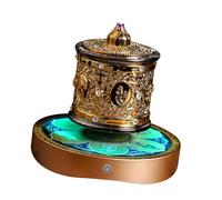 LOVIVER Roue de prière bouddhiste tibétaine décorative en aluminium, rotation silencieuse avec mantra Fengshui pour table de, tableau de bord de voiture, Mantra En Six Mots