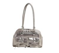 LOVIVER Sac à bandoulière en Cuir PU pour Femme avec nœud Papillon, Joli Sac à Main de Grande capacité pour Les Vacances, Argent