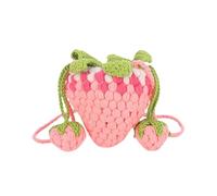 LOVIVER Sac à bandoulière en Tricot Crochet Sac à Corps croisé Belle à Main en Forme de Fraise décorative pour la fête sur Le thème de d'anniversaire, Rose