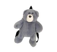LOVIVER Sac à Dos en Peluche Ours, Sac à Dos de Voyage Souple, Cartable pour étudiantes, Femmes, Enfants, Filles, Gris