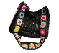 LOVIVER Sac fourre-Tout en Crochet, Sac à bandoulière décontracté pour Femme, idéal pour Le Travail, la Rue, l'été ou l'extérieur, Noir