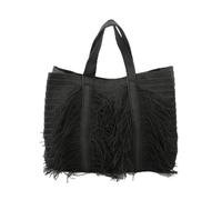 LOVIVER Sac Tissé Femme Sac à Main Fourre-tout Panier avec Franges Tressage Texturé Forme Rectangulaire Corps Souple Poignées Longues Couture Apparente Adapté, Array, Noir