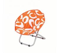 LOVIVER Siège Enfant Pliable Chaise Pliante Fauteuil de Salon Chaise Relax Siège Suspendu Cadre Tubulaire Métal Croisé Solide Conception Ergonomique, Pliant, Motif Cercles Oranges