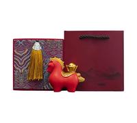 LOVIVER Statue de cheval Feng Shui, sculpture décorative en résine, objet de collection, ornement de bureau pour table d'entrée, Boîte à Rayures Rouges Lingot