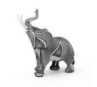 LOVIVER Statuette Éléphant Figurine Statue Éléphant Sculpture Animale Ornement Bureau en Résine Synthétique Surface Brillante Silhouette Raffinée Adaptée aux, Éléphant Rayé