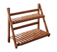 LOVIVER Support de Plantes en Bambou, Organiseur de Bureau, échelle Pratique, présentoir à 2 Niveaux pour Pots de Fleurs, étagère pour Plantes, pour Cuisine, Marron Foncé 40 Cm