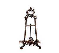LOVIVER Support d'Exposition en Laiton Chevalet Présentoir Easel Structure Triangulaire Stable en Alliage de Zinc avec Base Décorative à Trois Pieds Convient, Cuivre Rouge À Motifs, Petit