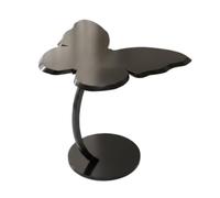 LOVIVER Table d'Appoint Papillon Table Basse Guéridon Bout de Canapé avec Plateau Sculptural à Trois Courbes MDF Imitation Bois et Armature en Fer Adaptée au, Noir Brillant + Cadre Noir