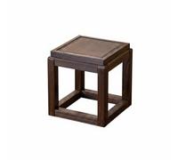 LOVIVER Tabouret Bas Tabouret Banc Tabouret Carré Siège Bas en Bois Paulownia et Rotin Structure Artisanale Stable Finition Vintage Sobre Adapté au Salon, Tabouret Bas Double Face