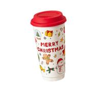 LOVIVER Tasse de Noël en céramique avec couvercle, motif dessin animé, réutilisable, 580 ml, compacte, idéale pour les jeux, les, la maison, le