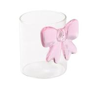 LOVIVER Tasse en verre ronde et esthétique, transparente, avec nœud décoratif, idéale pour les boissons, les smoothies, les jus, le lait, la glace et