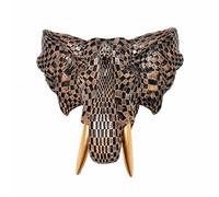LOVIVER Tête D'éléphant Murale en Résine Compact Pièce Mural Animalier Exotique Figurine pr, Brun Noir