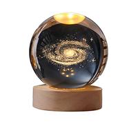 LOVIVER Veilleuse Boule de Cristal 60mm, Lampe de Nuit d'astronomie LED avec Base Lampe de Nuit décorative planétaire pour Bureau de Chevet décor, Voie Lactée