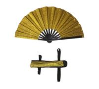 LOVIVER Ventilateur de Main Pliant avec Sac de Rangement et Sangle Grande Ventilateur décoratif créatif Ventilateur holographique pour Les Accessoires de fête, Or
