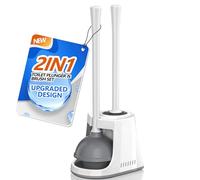 LOVLOY Déboucheur et Brosse de Toilette, Brosse de Bol et Piston de Toilette Robuste avec Support ventilé, Brosse WC et Piston 2 en 1 pour Le Nettoyage de la Salle de Bain (Blanc, 1)