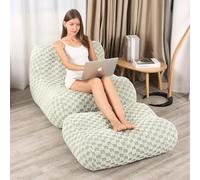 LOVMOC Pouf poire avec repose-pieds, canapé de lecture confortable pour adultes, canapé de sol moderne pour salon, chambre à coucher, vert