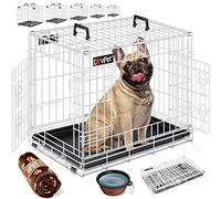 LOVPET® Cage de Transport Pliable pour Chien avec Couverture Polaire+gamelle pour Chien avec 2portes-Cage de Transport pour Animaux-Boîte de Transport pour Chien-avec Plateau de sol-107x70x77,5cm-XL