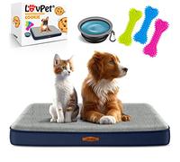 Lovpet® Coussin orthopédique pour chien Canapé adaptatif Gamelle et 3 os à mâcher Housse amovible et lavable Taille M 76 x 51 x 7,6