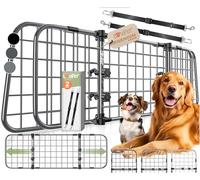 Lovpet® Grille de séparation Universelle pour Chien - Largeur réglable - pour Coffre de Voiture - Dimensions (H x l x l) : 30 x 91-153 cm - 2 Ceintures de sécurité pour Chien (Anthracite)