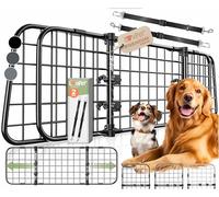 LovPet® Grille de séparation Universelle pour Chien - Largeur réglable - pour Coffre de Voiture - Dimensions (H x l x l) : 30 x 91-153 cm - avec 2 Ceintures de sécurité pour Chien - Noir