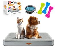 Lovpet® Hundebettenmanufaktur Coussin orthopédique pour chien avec gamelle et 3 os à mâcher, canapé pour chiens de petite, moyenne et grande taille, housse amovible et lavable, taille M 76 x 51 x 7,6