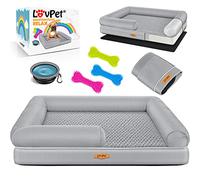 Lovpet® Panier orthopédique pour Chien Relax avec gamelle + 3 os à mâcher pour Chiens de Petite, Moyenne et Grande Taille Housse Amovible et Lavable