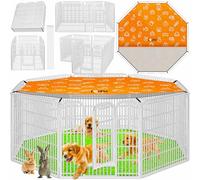 LovPet® Parc pour Chiots Enclos Parc pour Animaux Chiens, avec Porte et Parc résistant aux intempéries pour Chat, Lapin, XXL avec bâche de Protection