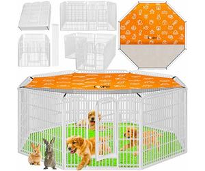 LovPet® Parc pour Chiots Enclos Parc pour Animaux Chiens, avec Porte et Parc résistant aux intempéries pour Chat, Lapin, XXL avec bâche de Protection