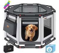 LOVPET® Parc pour Chiots Intérieur Extérieur Cage pour Chiens Tissu Oxford Petits Animaux Chats Enclos - M (72 x 72 x 43 cm) - Anthracite/Gris